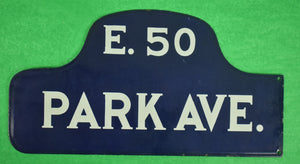 E. 50 Park Ave. Enamel c1940s (Double-Sided) Street Sign (SOLD)