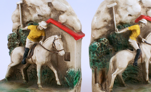"Pair x Newport c1940 Polo Player Chalkware Bookends" (SOLD)