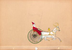 Lanvin Paris x Arpege w/ Santa & Reindeer c1950s Advertising Artwork