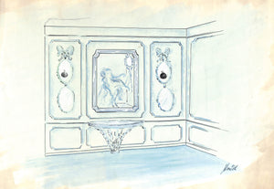 Lanvin Paris Atelier Mirrored Panel Wall c1950s Original Advertising Artwork