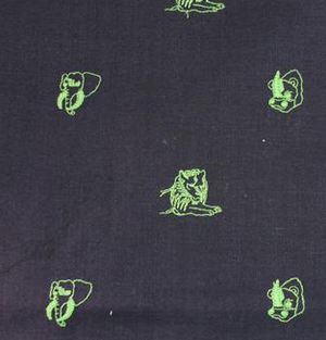 Chipp Irish Moygashel Linen Fabric w/ Lime Big Game Animal Embroidery