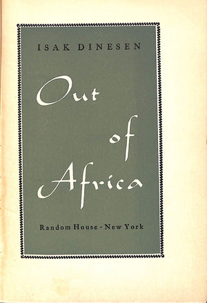 "Out Of Africa" 1938 DINESEN, Isak