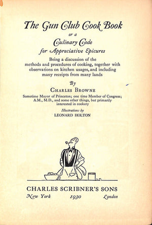 "The Gun Club Cook Book" 1930 BROWNE, Charles