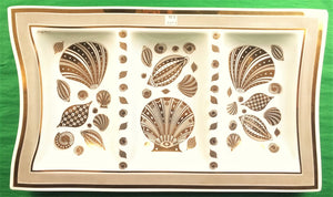 Georges Briard Glass Seashell Tri-Platter Tray