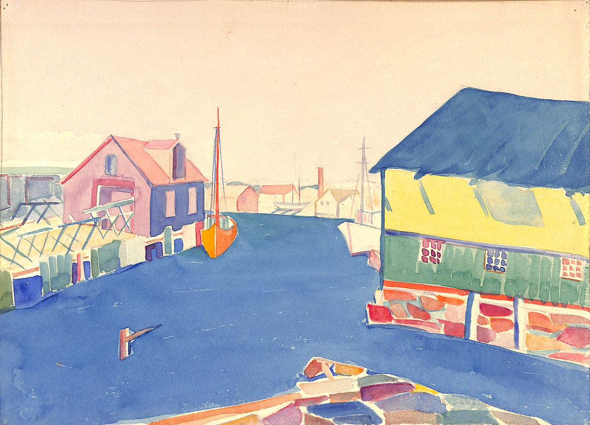 Coastal Harbor Watercolor