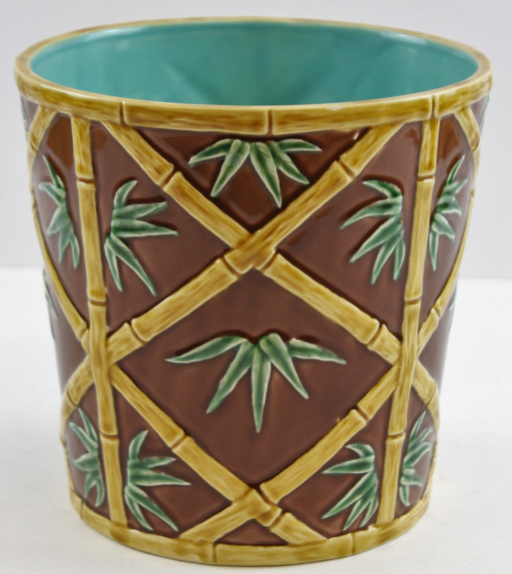 "Tiffany & Co Trellis Bamboo Majolica Ice Bucket" (SOLD)