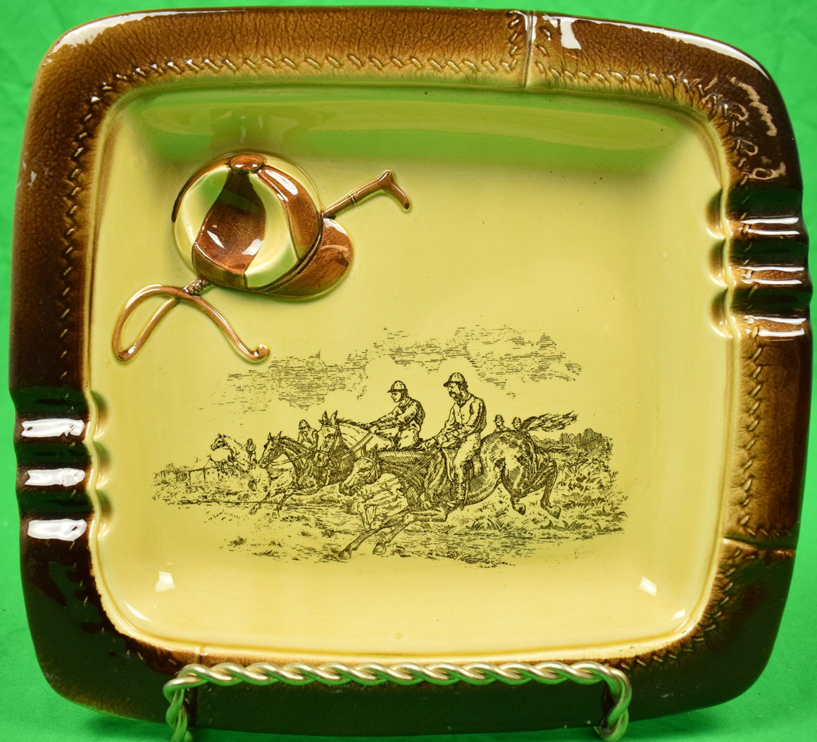 English Steeplechase w/ Jockey Cap & Riding Crop c1940s Ashtray