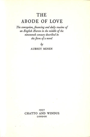 "The Abode Of Love Life In An English Harem" 1957 MENEN, Aubrey