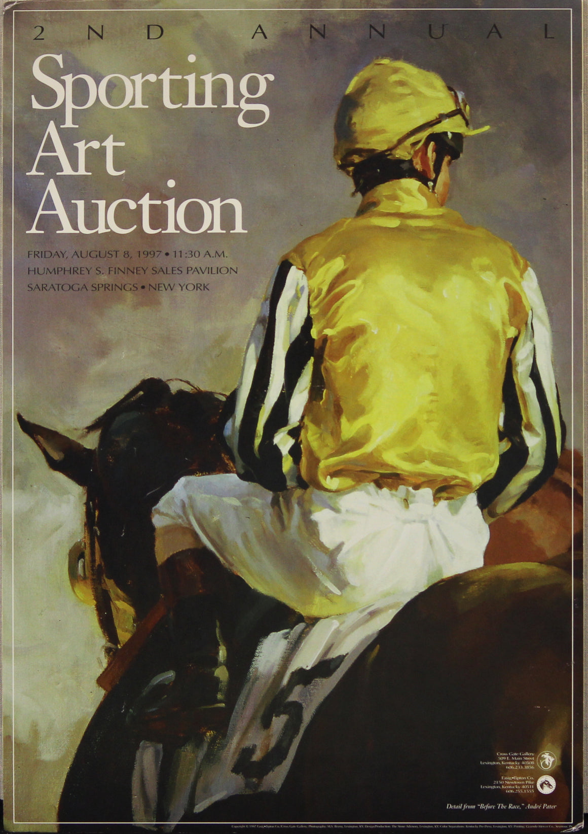 "Before The Race," Andre Pater 1997 Sporting Art Auction Advert Sign