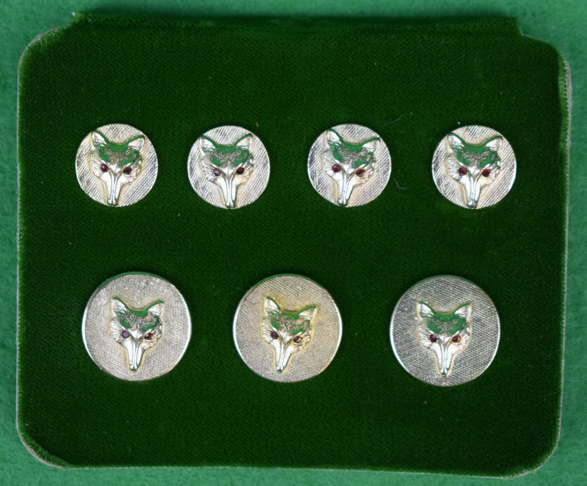 "Box Set x 7 Ruby-Eyed Fox Mask Brass Blazer Buttons"