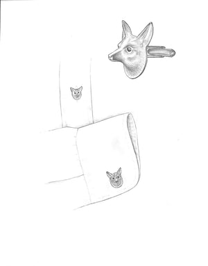 Fox Mask Cufflink Set Graphite Drawing