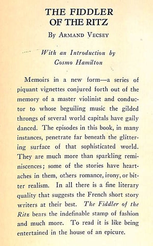 "The Fiddler Of The Ritz" 1931 VECSEY, Armand