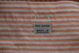 "Drake's London Orange Ticking Stripe Oxford Cloth Button-Down Shirt" Sz 17- 34