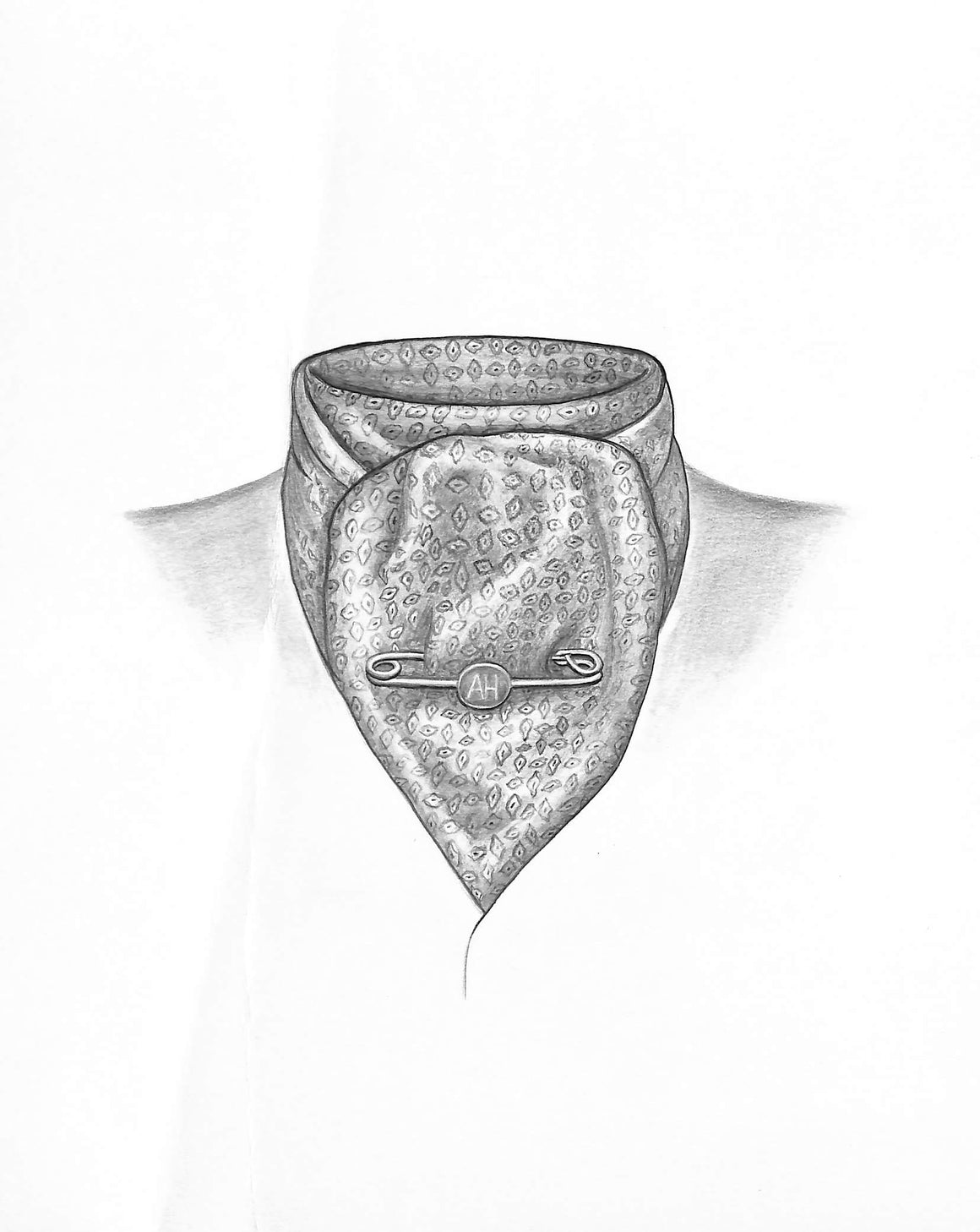 Four Fold Stock Tie Graphite Drawing