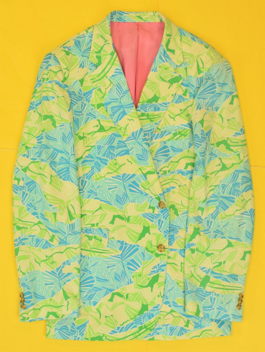 "Lilly Pulitzer x The Everglades Club Alligator & Palm Leaf Print Sport Jacket" Sz: XL (SOLD)