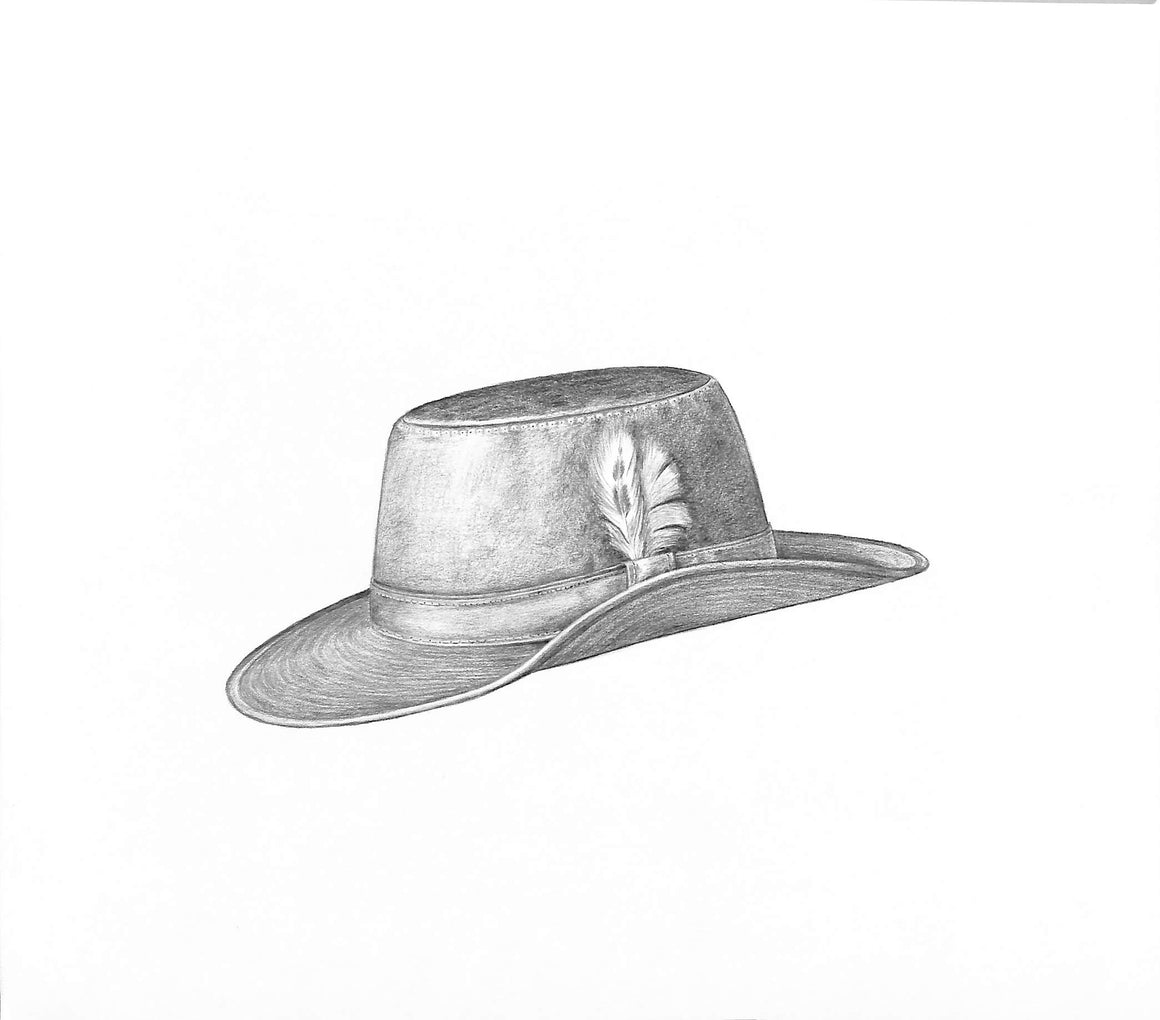 Wide Brim Wax Cotton Hat Graphite Drawing