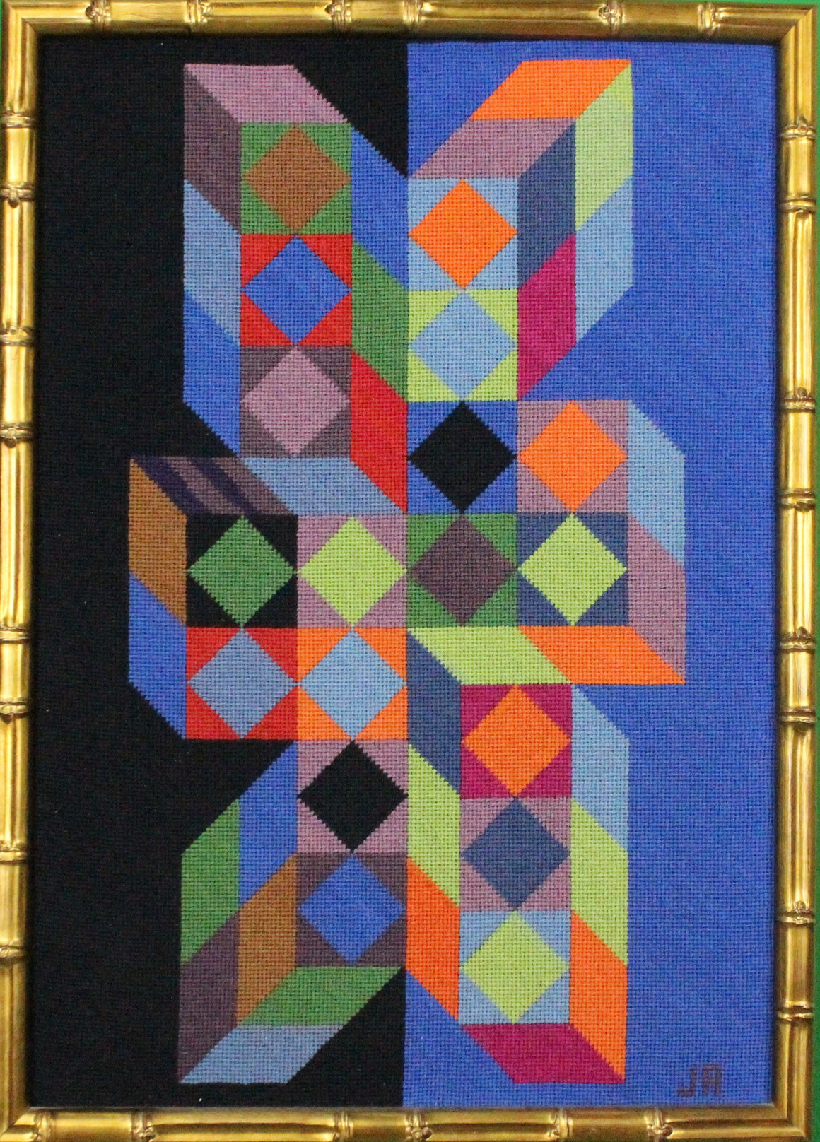 "Vasarely Geometric Needlepoint Artwork" (SOLD)