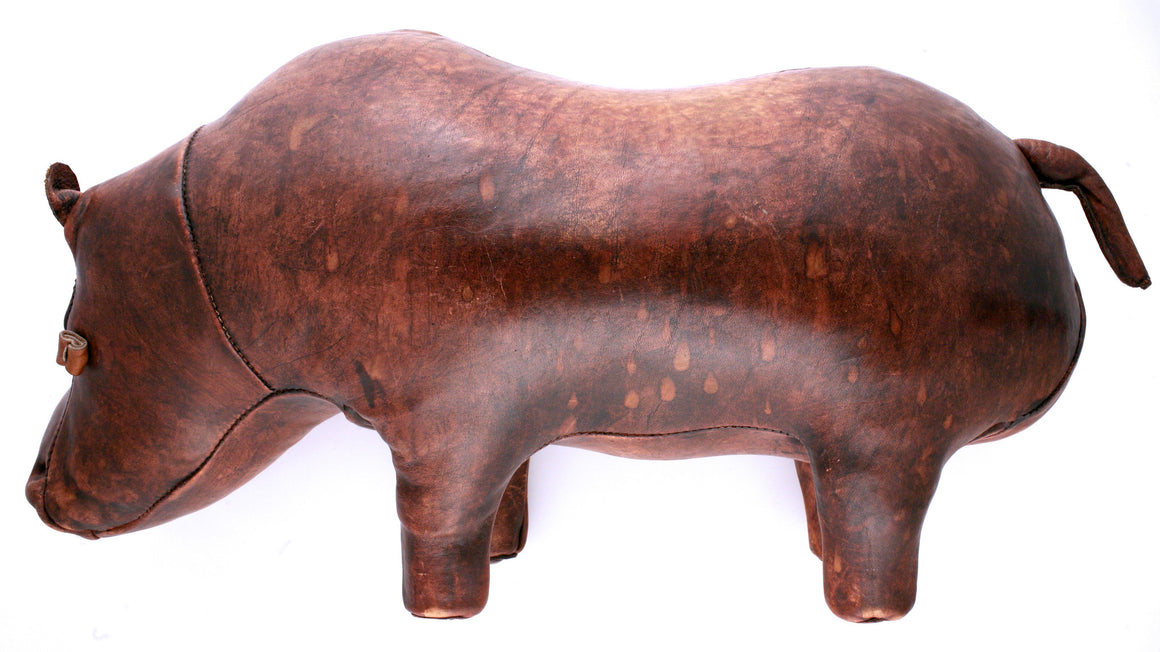 Abercrombie & Fitch 'Hippo' Leather Footstool (SOLD)