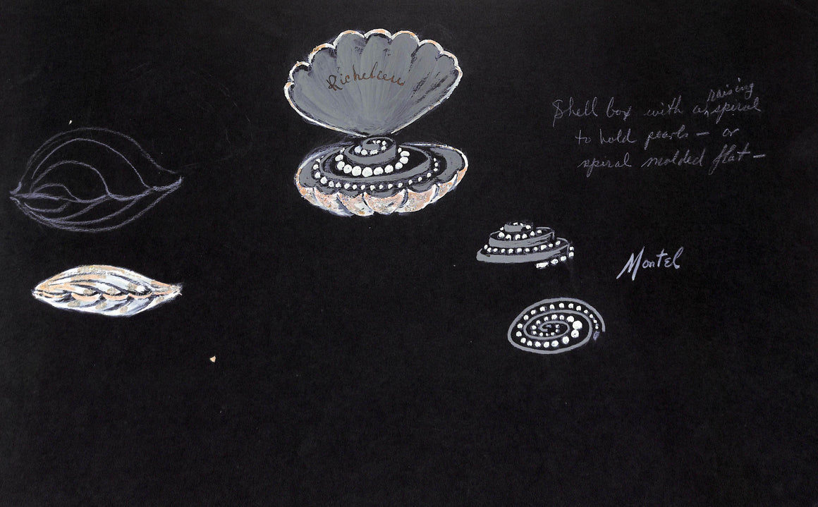 Lanvin Paris x Richelieu Shell Pearl Box c1950s Advertising Artwork