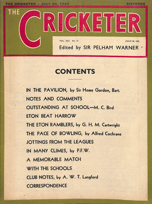 The Cricketer - July 20. 1940