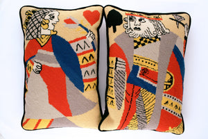 Pair x King & Queen Needlepoint Pillows (SOLD)