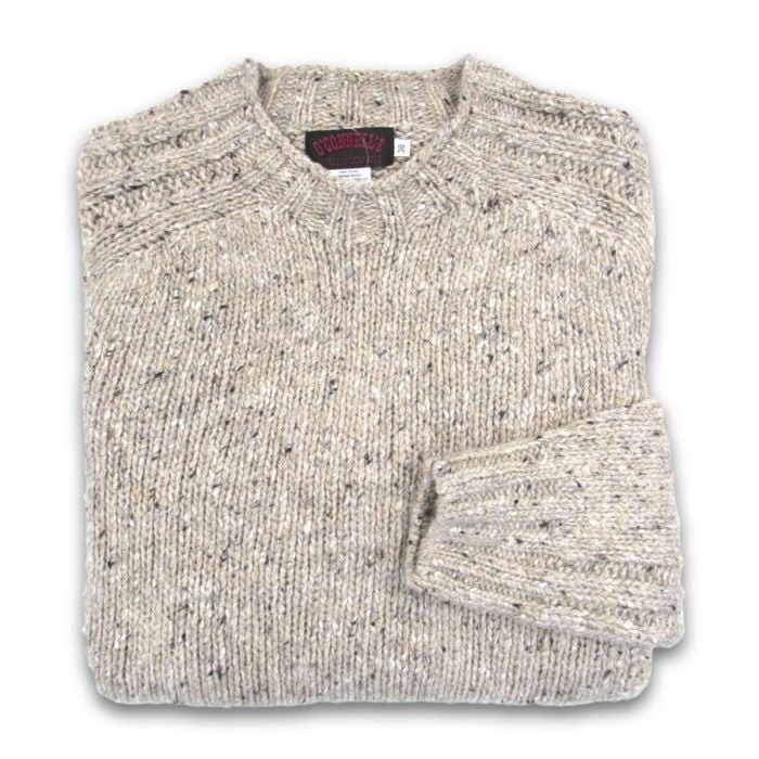 "O'Connell's Heavy Chunky Merino Wool Donegal Tweed Sweater - Oatmeal" Sz 40 (LNWOT)