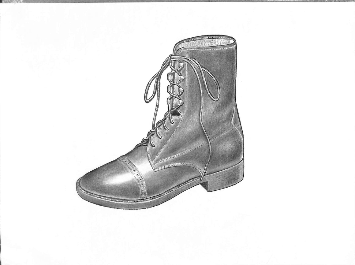 Children's Leather Paddock Boot by Eastern Shoe Graphite Drawing