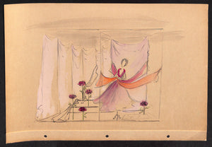 Lanvin Paris Theatrical Stage Set c1950s Advertising Watercolor Artwork