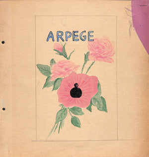 Lanvin Paris Arpege Perfume w/ Pink Flower c1950s Artwork