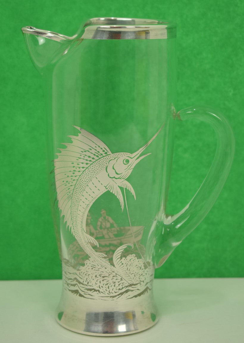 Sterling Sailfish Glass Cocktail Pitcher