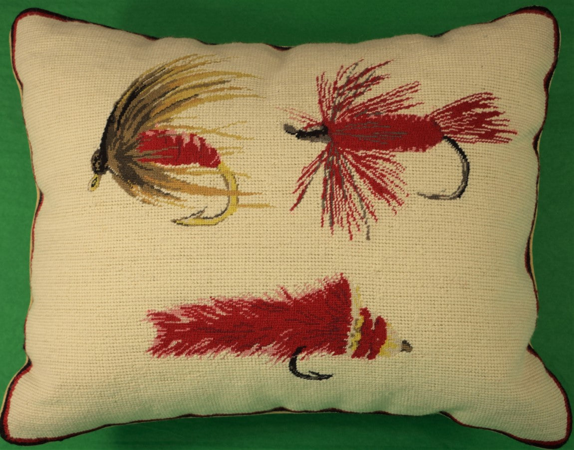 "Orvis x 3 Trout Flies Needlepoint Pillow" (SOLD)