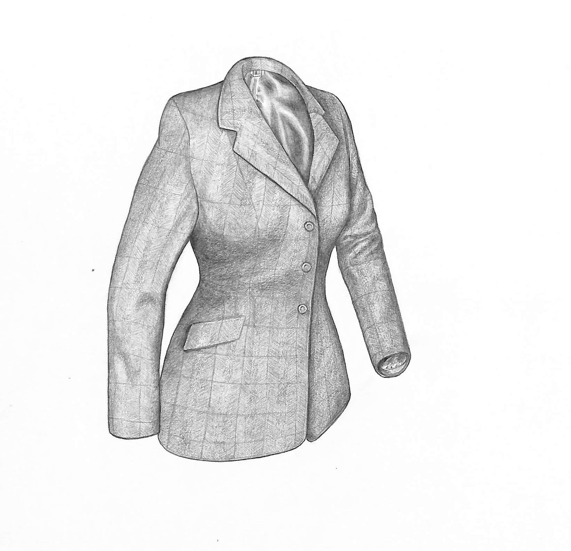 Ladies Tweed Jacket Graphite Drawing