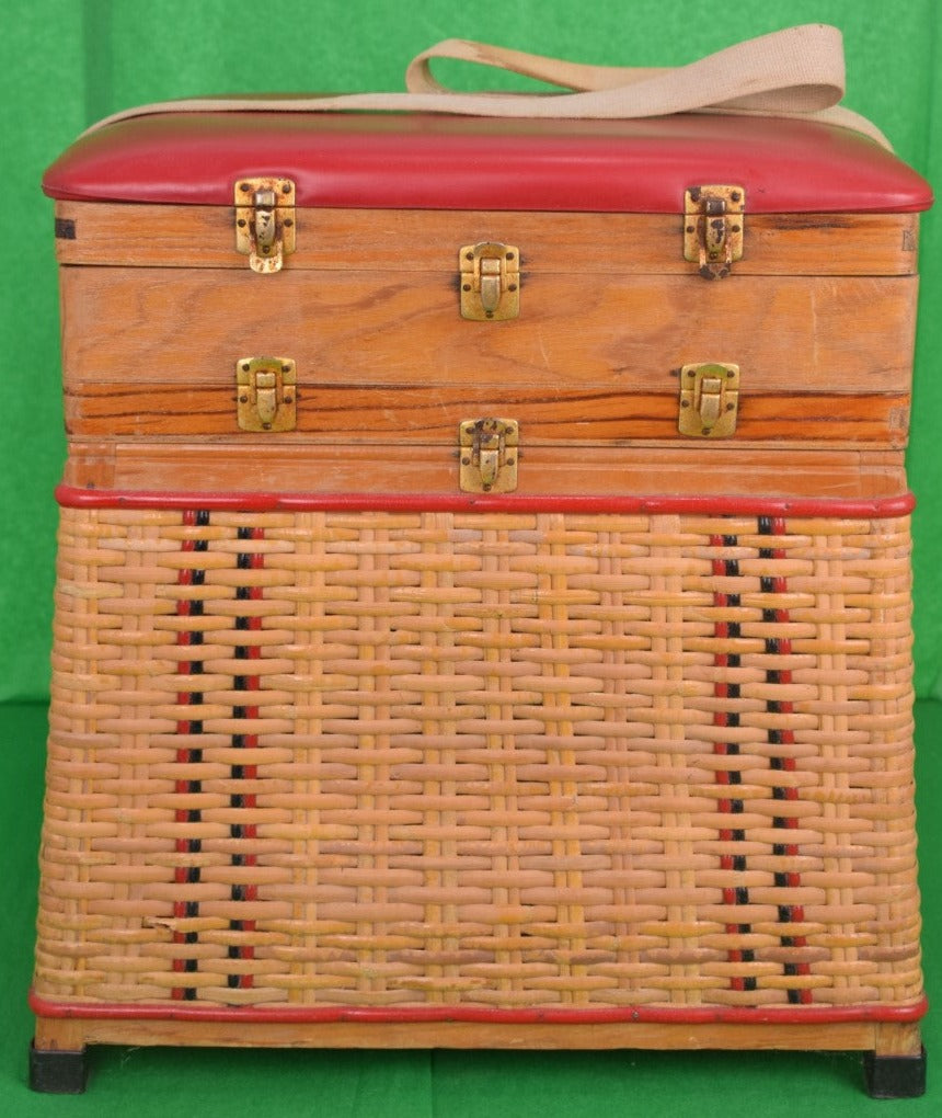 antique wicker tackle box French Wicker Seine Angler's Basket/ Stool" (SOLD)