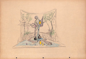 Lanvin Paris Arpege Garden Cherub c1950s Advertising Artwork
