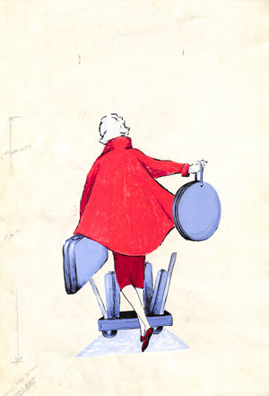 Lanvin Paris Chic Lady Traveller c1950s Advertising Artwork