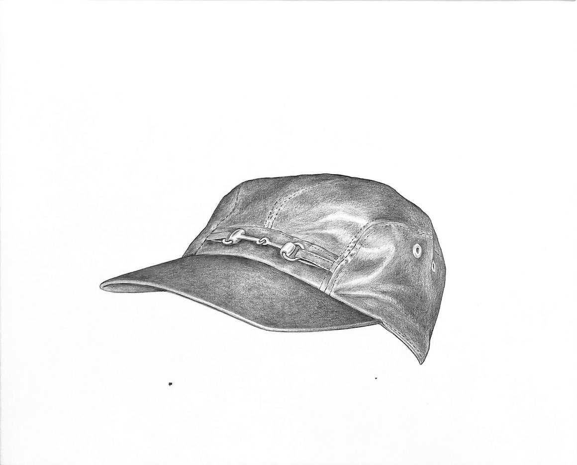 Waxed Cotton Baseball Hat Graphite Drawing