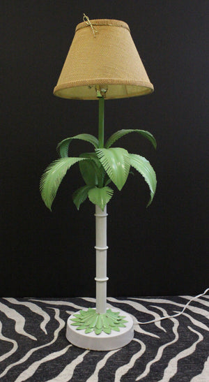 Palm Beach Frond Bamboo Metal Stem Table Lamp (SOLD)
