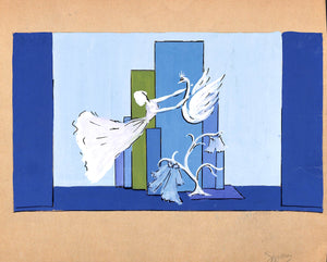 Lanvin Paris Theatrical Swan Window Display c1950s Artwork