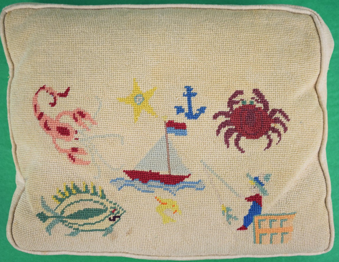 Hand Petit Point Nantucket Needlepoint Pillow (SOLD)