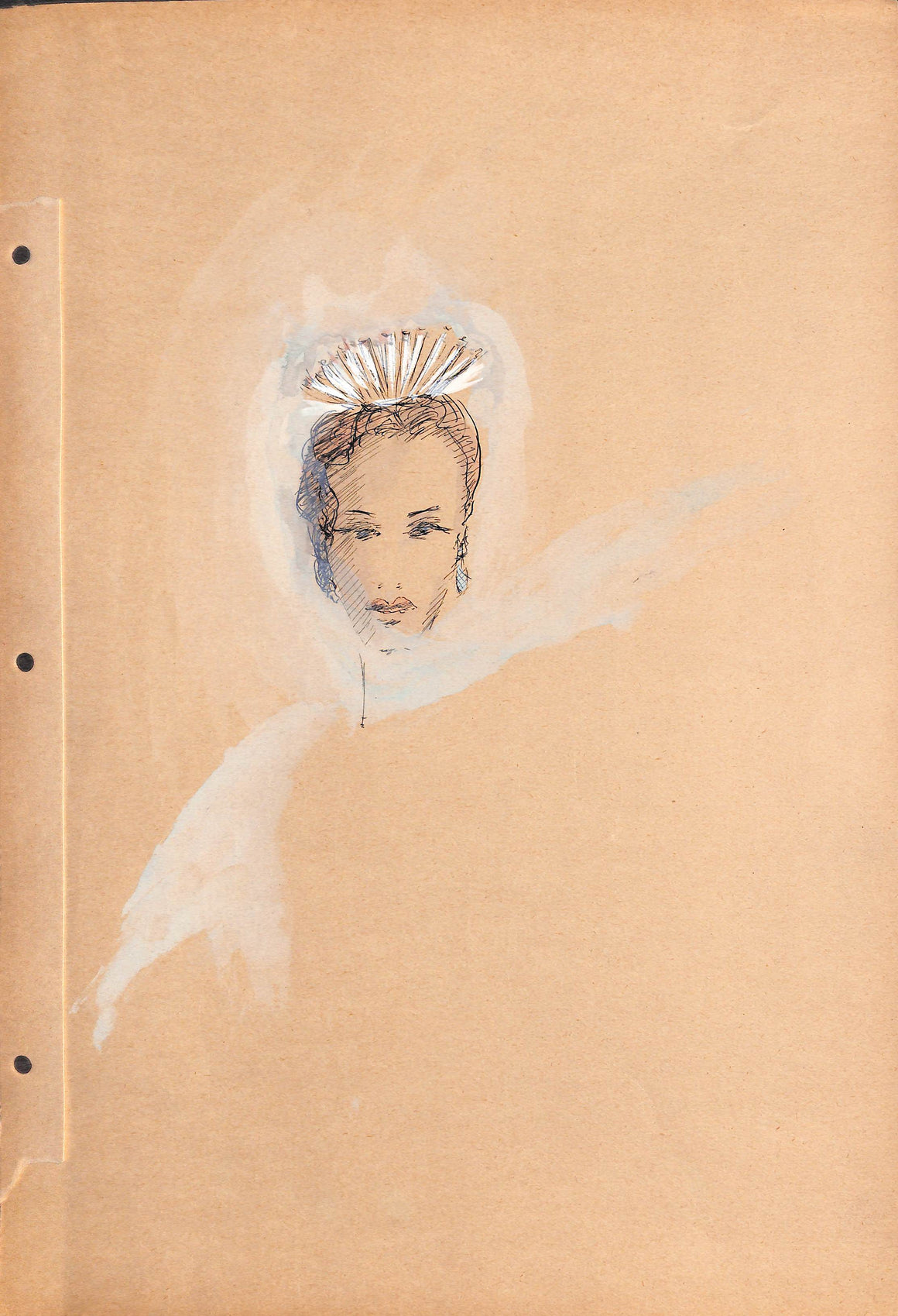 Lanvin Paris Model's Headdress c1950s Advertising Artwork