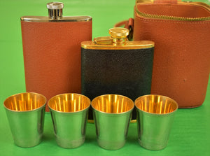 "Abercrombie & Fitch Leather Cocktail Canister w/ 2 Flasks & 4 Cups" (SOLD)