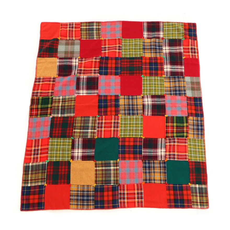 Plaid Patchwork Quilt w/ Blanket Stitch Edging