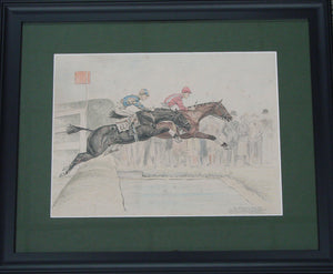 "The Llangollen Cup 1931 Steeplechase" Conte Crayon & Charcoal Drawing by Paul Desmond Brown (SOLD)