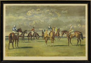 "Before The Start, Newmarket" 1953 Sir Alfred Munnings (SOLD)