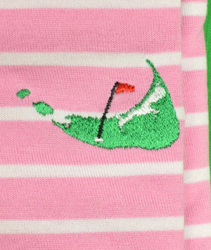 "Ralph Lauren Golf Polo Pink/ White Stripe Shirt w/ Miacomet Club Of Nantucket Logo" Sz: XXL