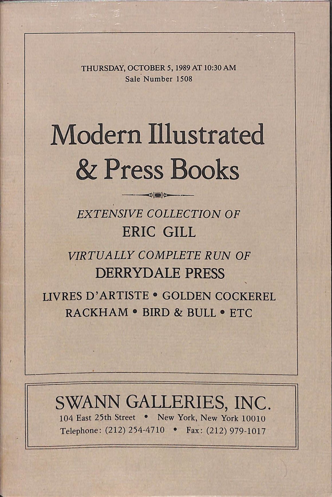 Modern Illustrated & Press Books: Extensive Collection of Eric Gill - Virtually Complete Run of Derrydale Press 1989