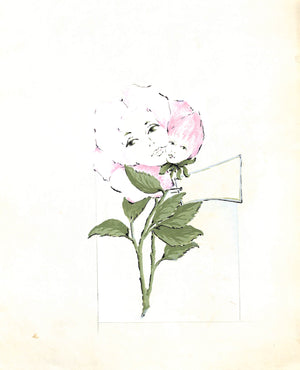 Lanvin Paris Pink Lady Flower Buds c1950s Advertising Artwork