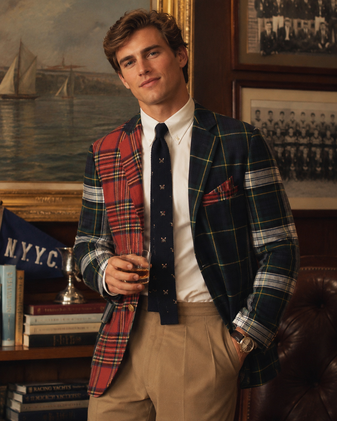 "Vineyard Vines Patch Panel Tartan Flannel Sport Coat" Sz 40R