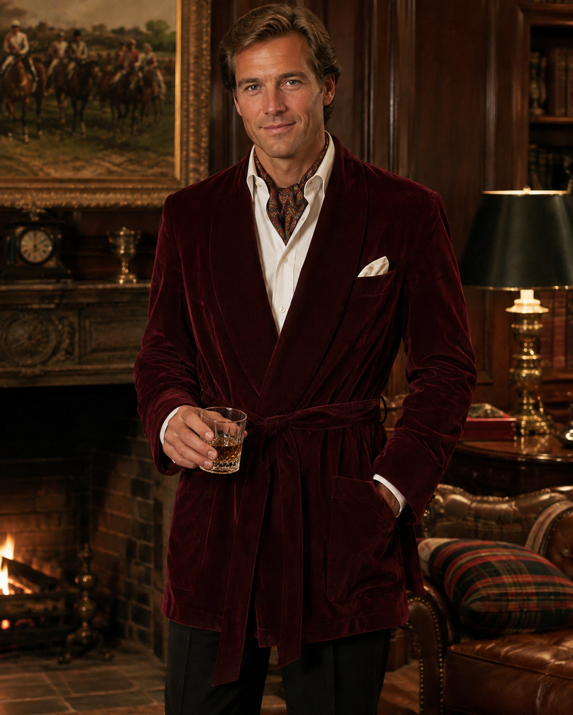 "Brooks Brothers Burgundy Velvet Shawl Collar Smoking Jacket" Sz XL (LNWOT)
