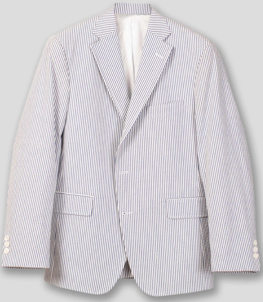 "J. Press Blue/ White Cotton Seersucker Sport Coat" Sz 48L (NWOT)